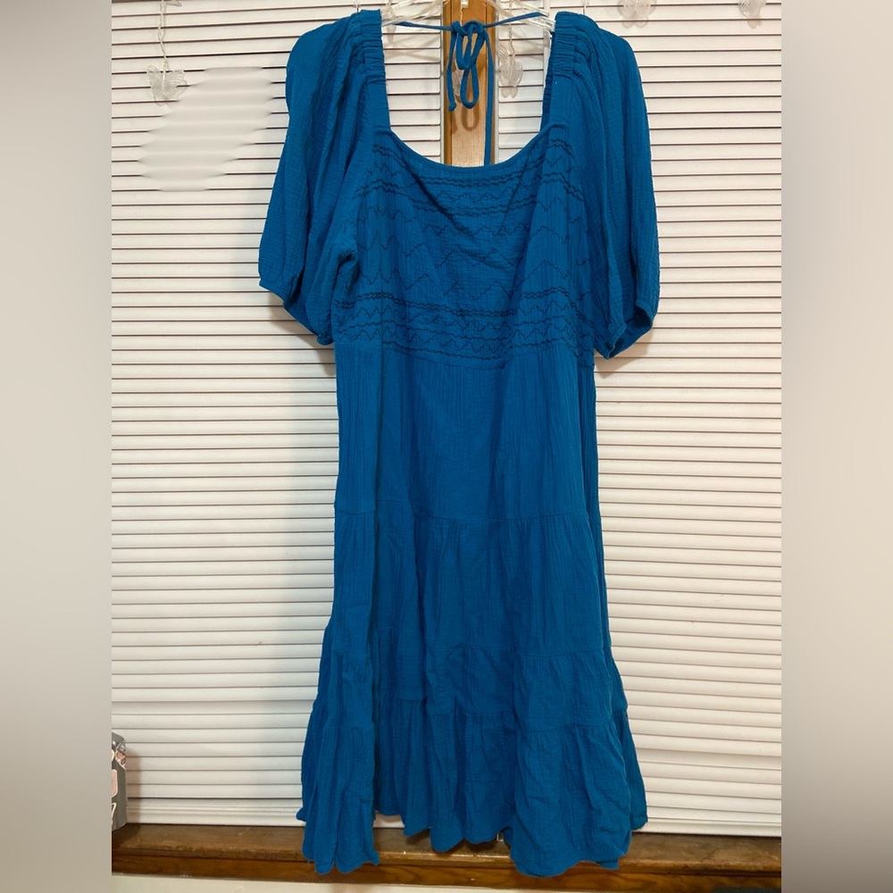 Blue Boho Midi Dress